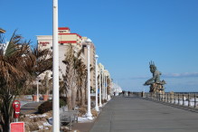 King Neptune stands guard over Virginia Beach's favorite running spot, the boardwalk..